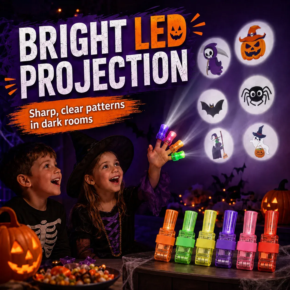 🔥 Last Day 50% OFF — 36PCS Spooky Halloween Pattern Finger Projector Lights Party Favors & Spooky Fun🎃