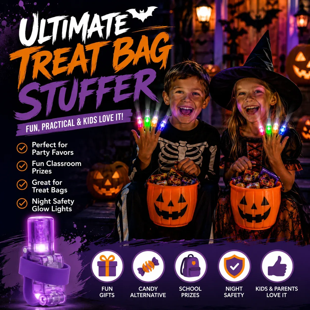 🔥 Last Day 50% OFF — 36PCS Spooky Halloween Pattern Finger Projector Lights Party Favors & Spooky Fun🎃